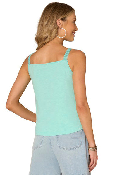 Crochet V-Neck Tank in Turquoise