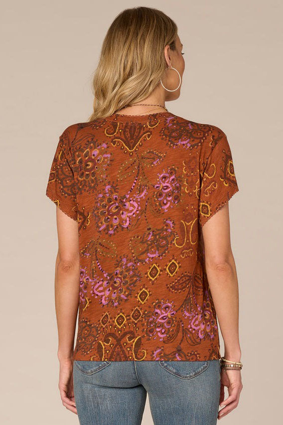 Boyfriend Tee with Embroidered V-Neck