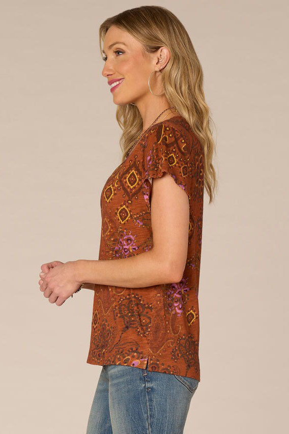 Boyfriend Tee with Embroidered V-Neck