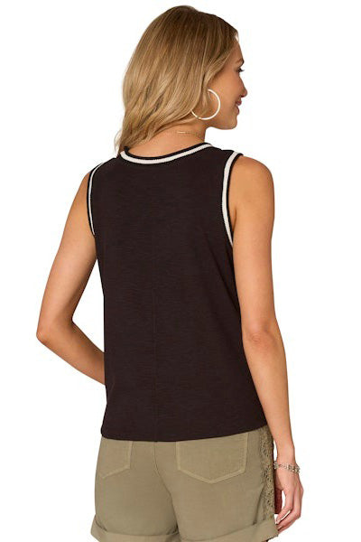 Striped knit top with ruffle cap sleeve