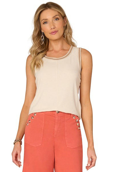 Sleeveless Scoop Neck Tank in Blanched Almond