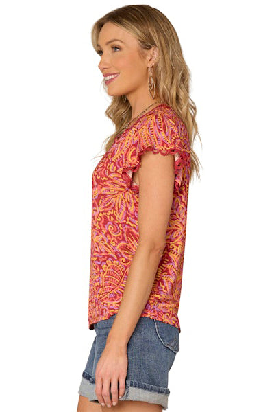 Flutter Sleeve Printed Top
