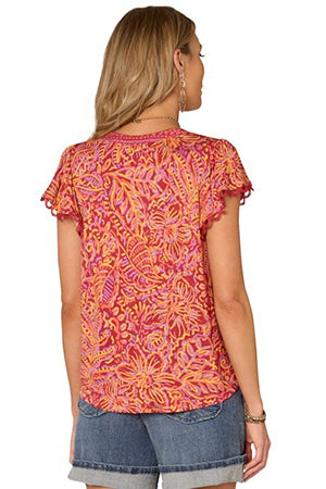 Flutter Sleeve Printed Top
