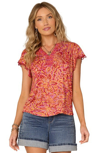Flutter Sleeve Printed Top