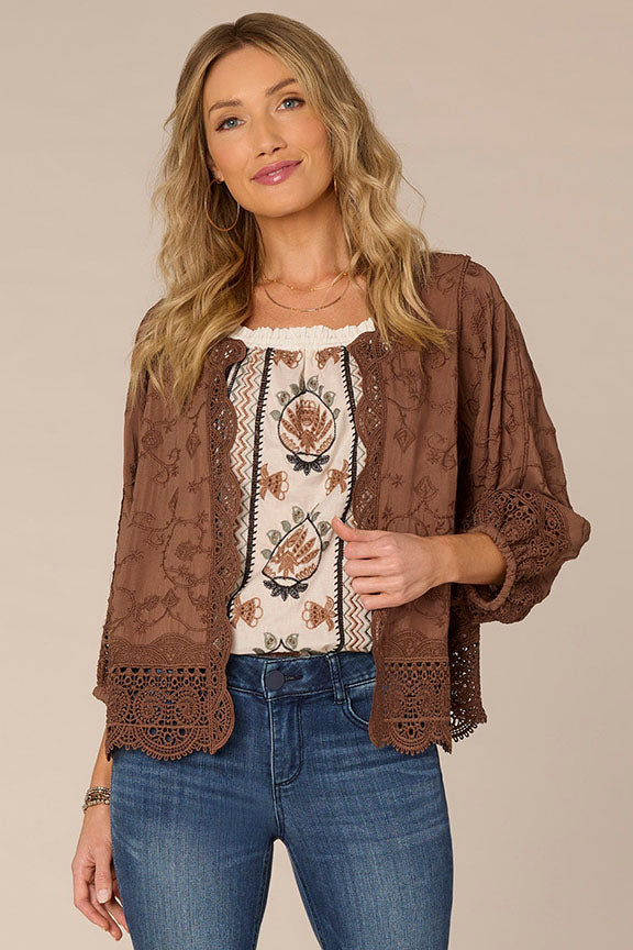 Three Quarter Open Front Cropped Framing Jacket
