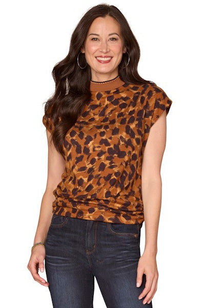 Cap Sleeve Mock Neck Top