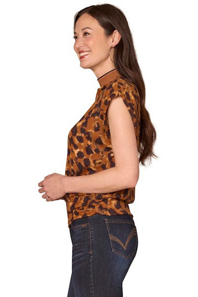 Cap Sleeve Mock Neck Top