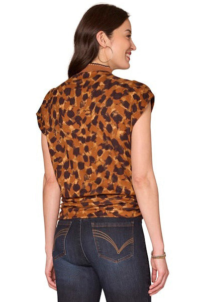 Cap Sleeve Mock Neck Top