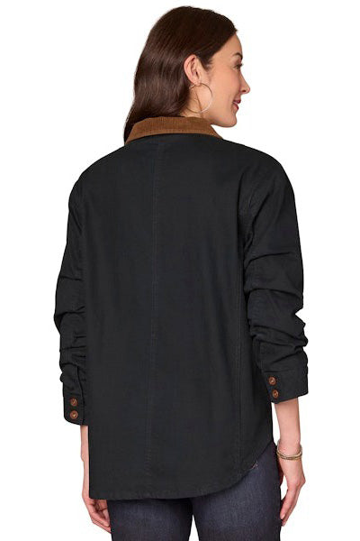 Denim Shirt Style Jacket with Corduroy Collar