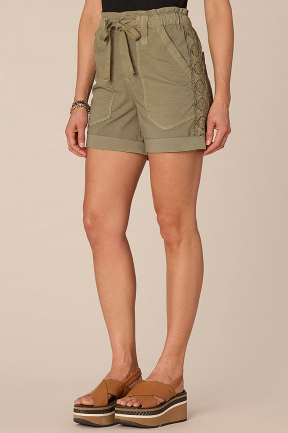 Ultra Skyrise Paper Bag Waist Cuff Shorts in Laurel Oak