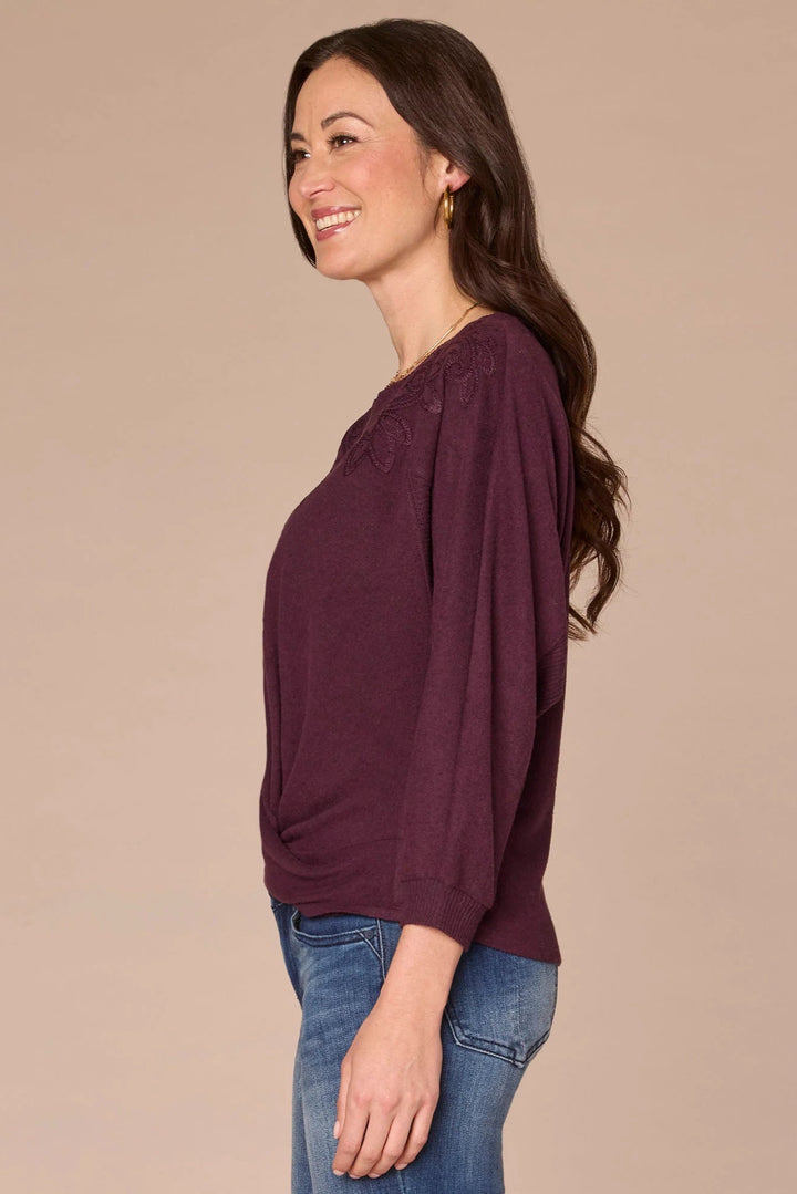 Three Quarter Sleeve Twist Hem Top
