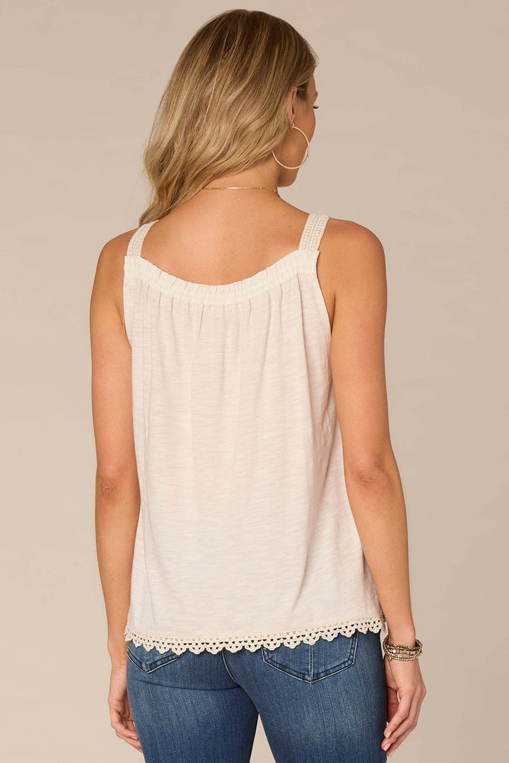 Embroidered Crochet Strap Tank Top