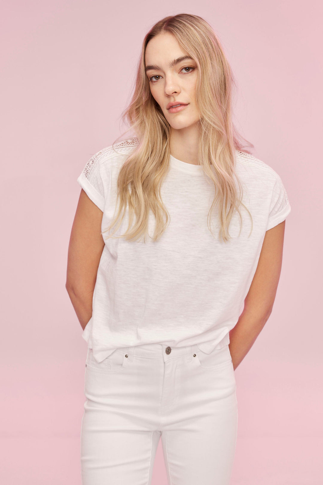 Drop Shoulder Tee with Lace