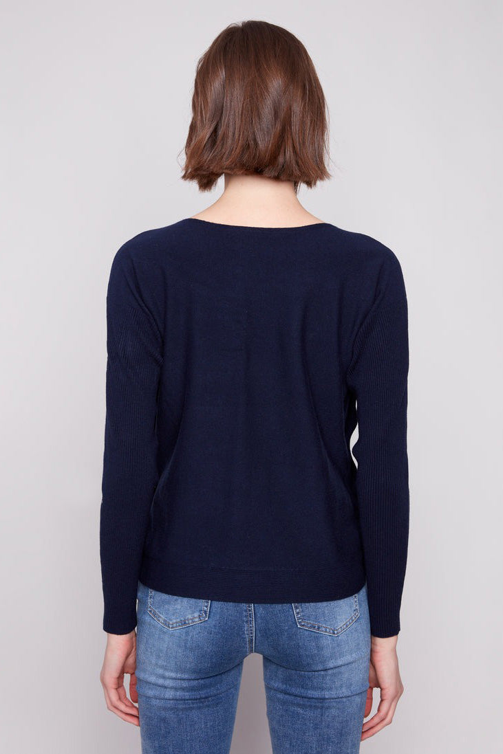 Boatneck Sweater with Button Side