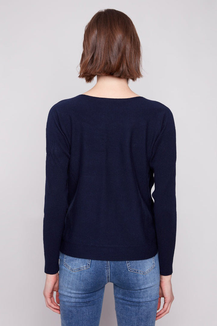 Boatneck Sweater with Button Side