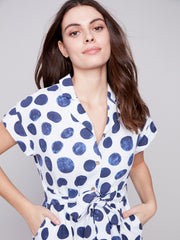 Dotted Button-Front Dress