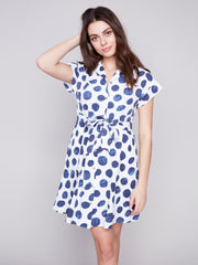 Dotted Button-Front Dress