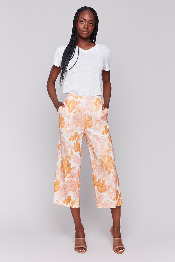 Linen Blend Pull-on Crop Pant