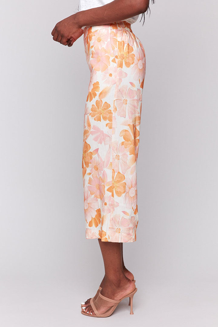 Linen Blend Pull-on Crop Pant