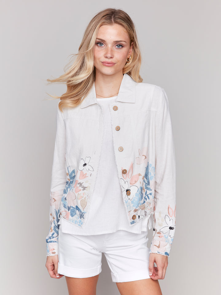 Printed Linen Blend Jacket - Supernova