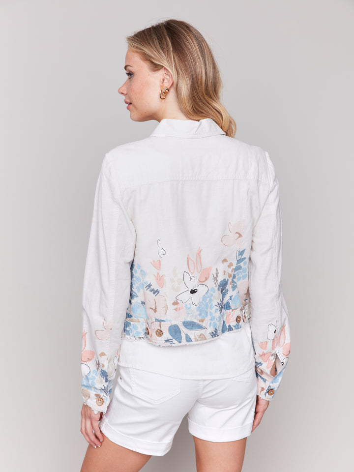 Printed Linen Blend Jacket - Supernova