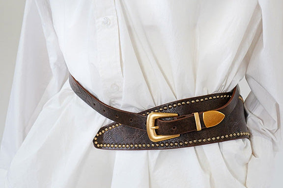 Avant Garde Wide Studded Western Belt