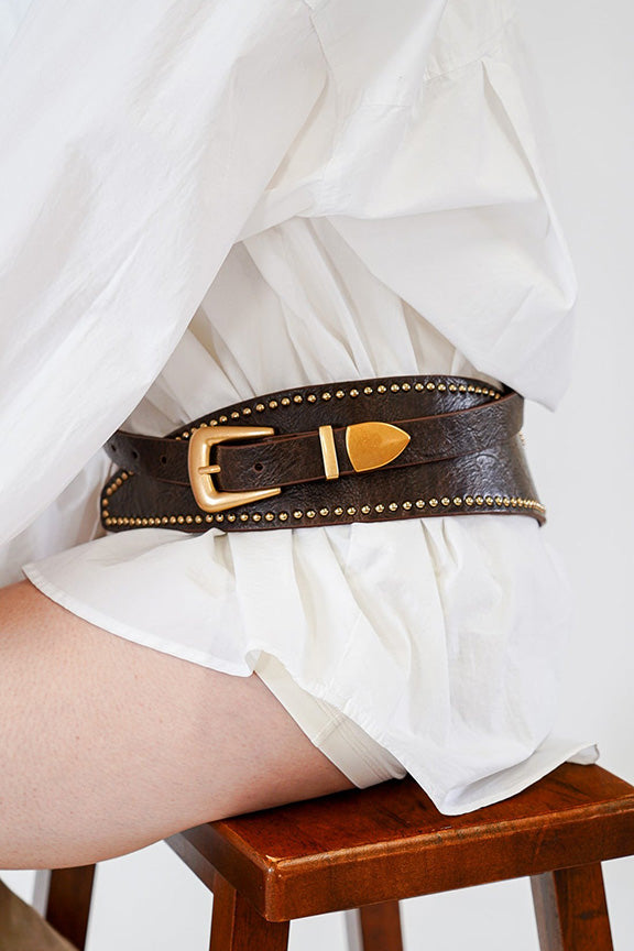 Avant Garde Wide Studded Western Belt