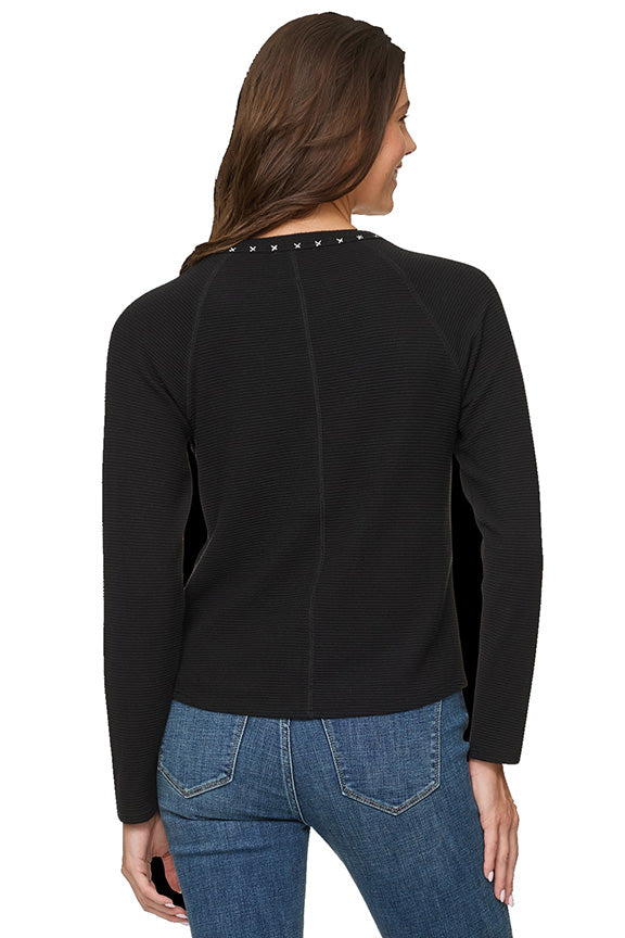 Cambria Embroidered Henley in Black