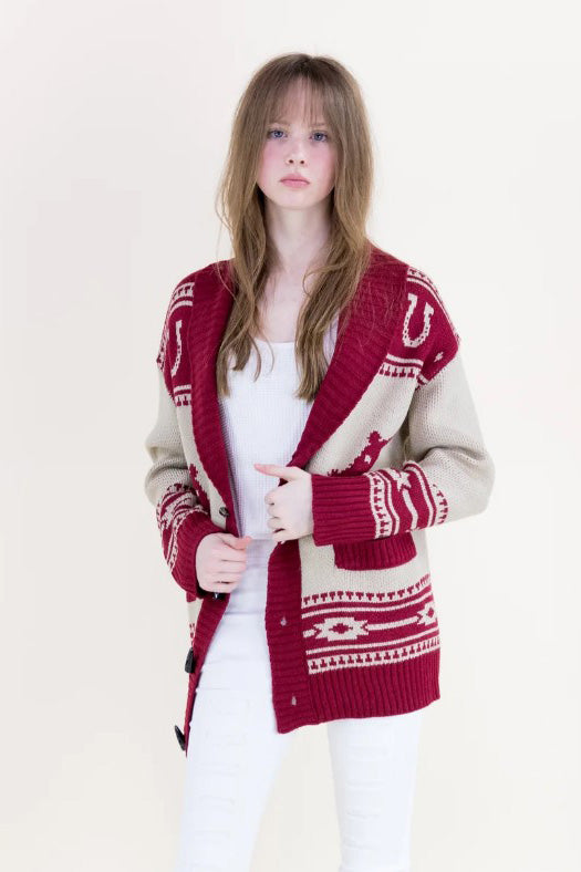 Rodeo Desert Cardigan in Burgundy