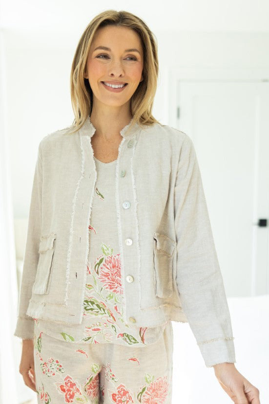 Summer Breeze Fringe Jacket in Oatmeal