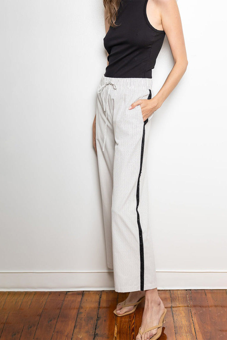 Black and White Stripe Tuxedo Pant