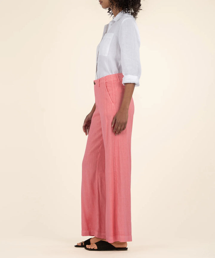 Meg Linen Wide Leg Pants - Salmon