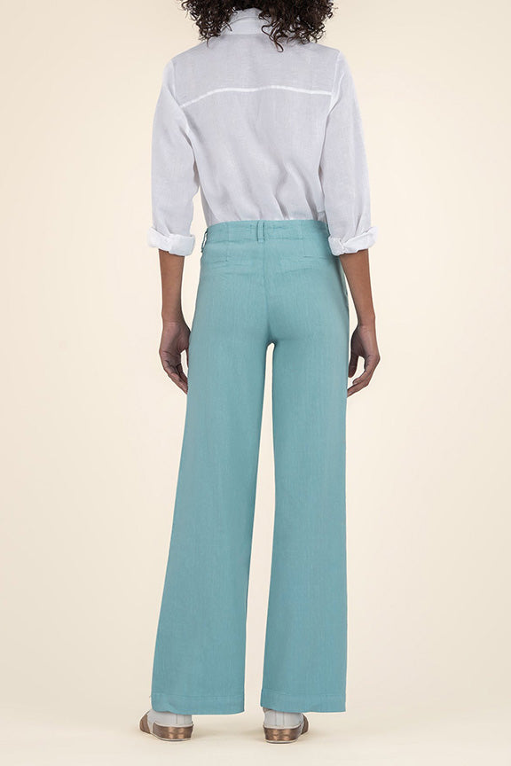 Meg Linen Wide Leg Pants - Sea Blue