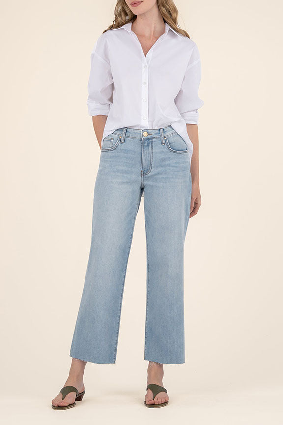 Charlotte High Rise Wide Leg Culotte with Fray Edge