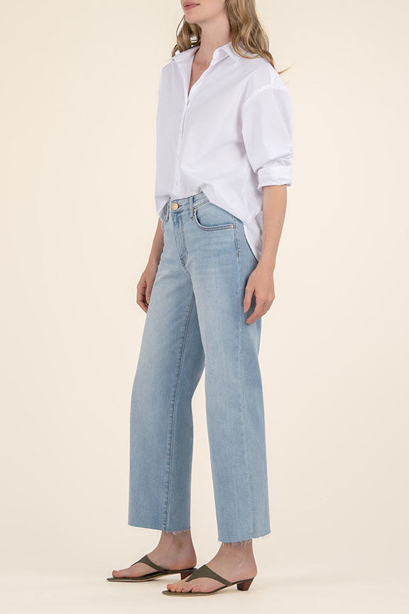 Charlotte High Rise Wide Leg Culotte with Fray Edge