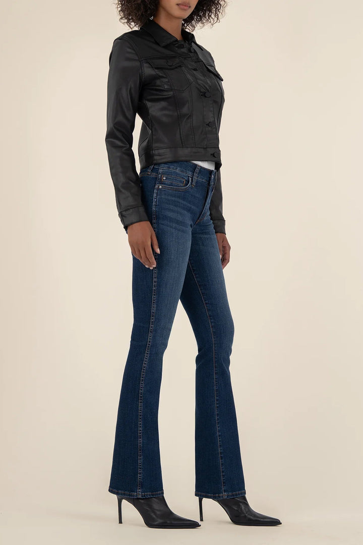 Julia Coated Crop Jacket in Black