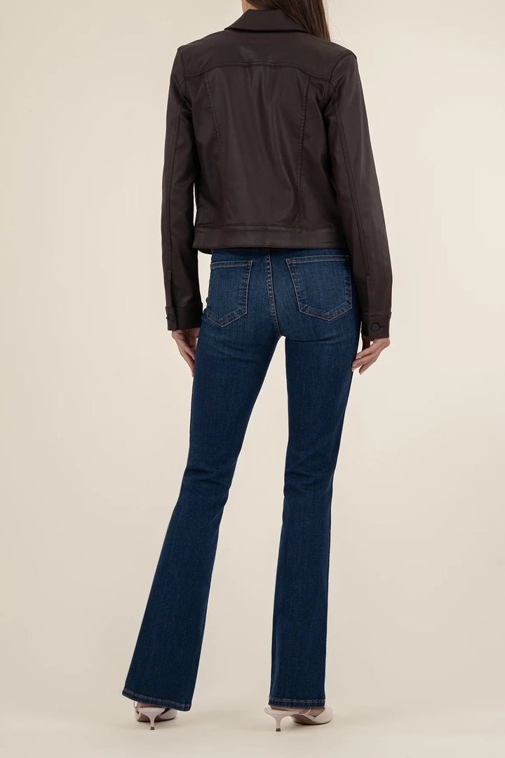 Julia Coated Crop Jacket in Chocolate