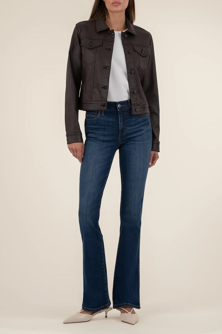 Julia Coated Crop Jacket in Chocolate