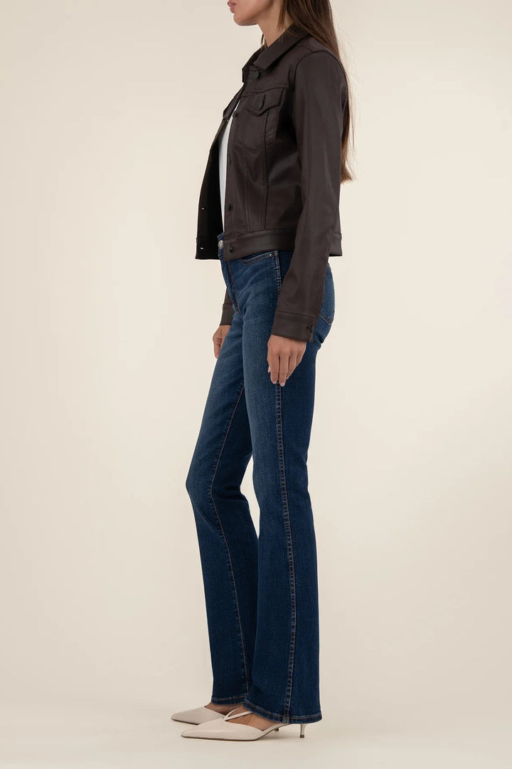 Julia Coated Crop Jacket in Chocolate