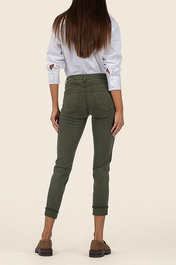Amy Crop Straight Leg Pant in Tree