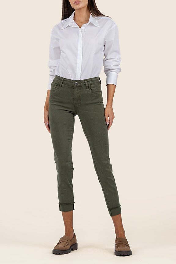Amy Crop Straight Leg Pant in Tree