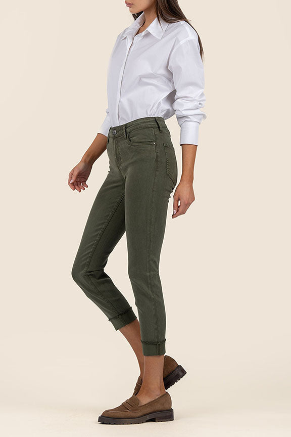 Amy Crop Straight Leg Pant in Tree