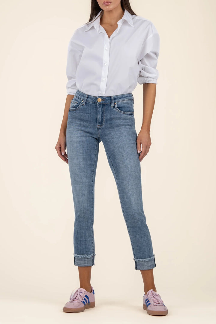 Amy Mid Rise Crop Straight Leg Jean