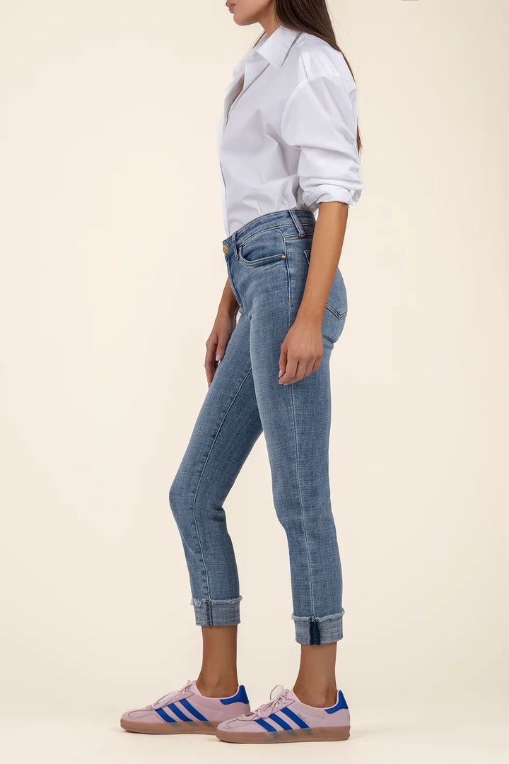Amy Mid Rise Crop Straight Leg Jean