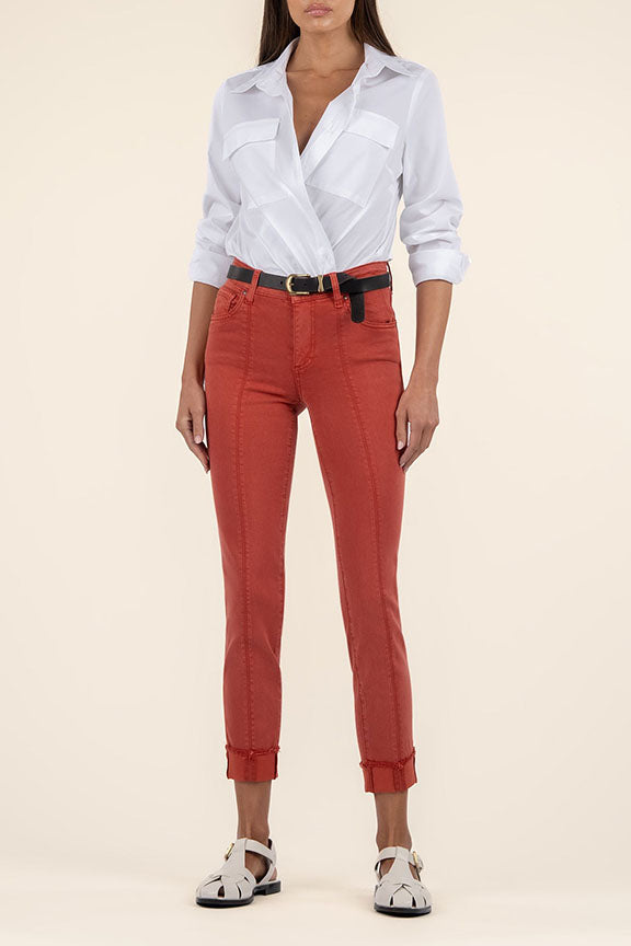 Amy Crop Straight Leg Pant in Clay