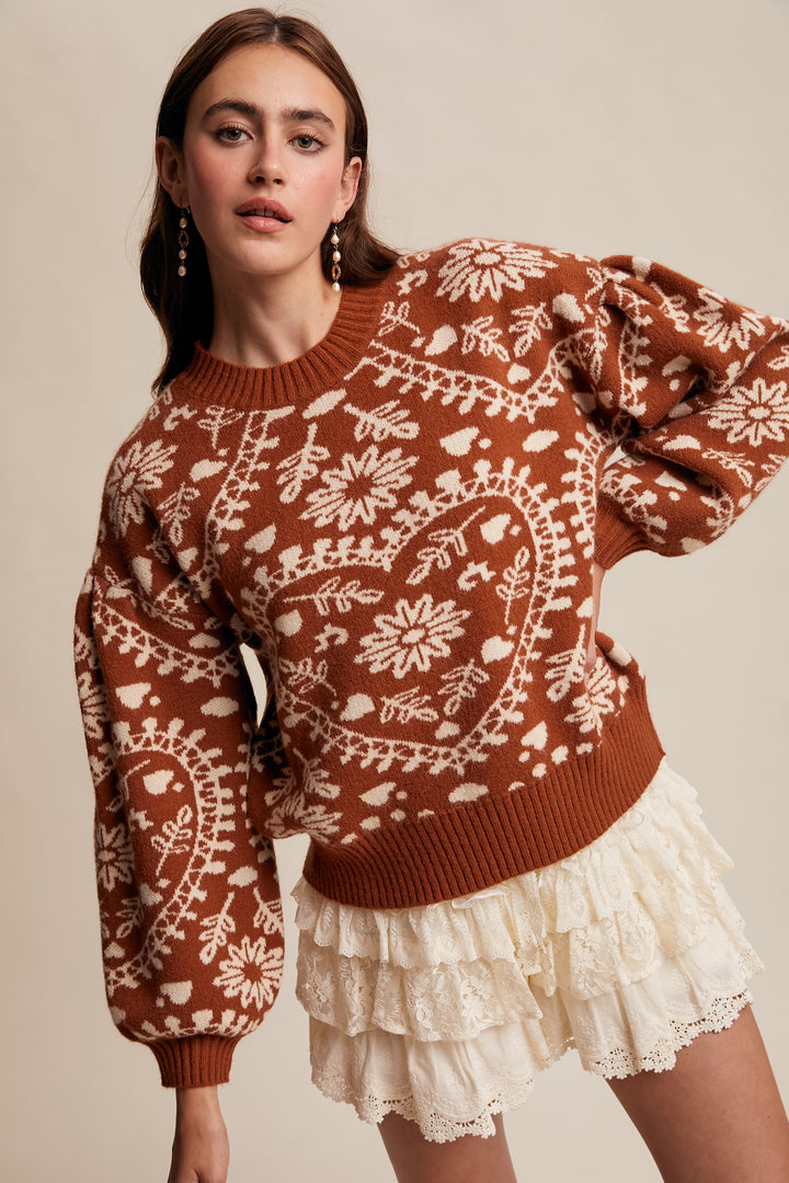 Heart Jacquard Knit Sweater