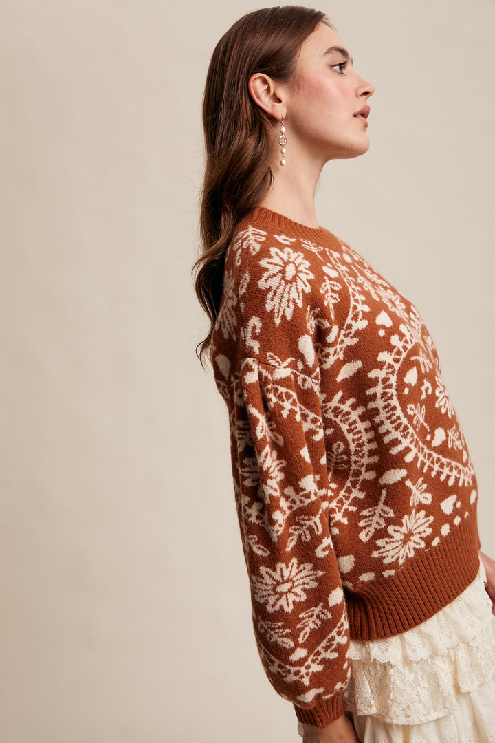 Heart Jacquard Knit Sweater