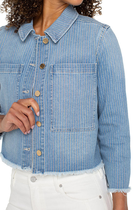 Crop Shacket with Fray Hem