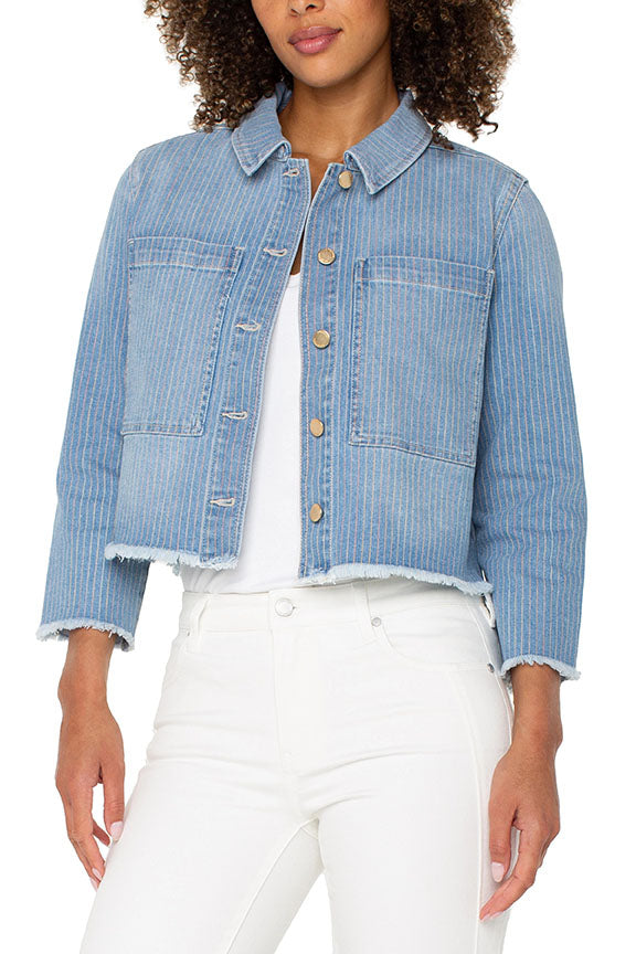 Crop Shacket with Fray Hem