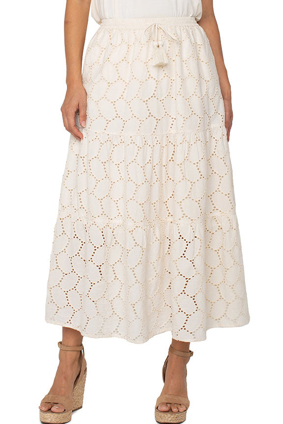 Tiered Maxi Skirt with Tassel Tie